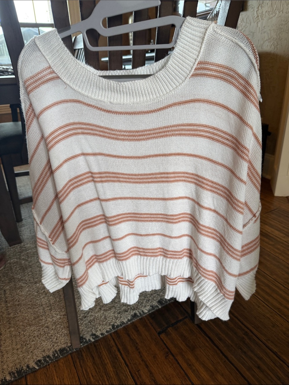 Striped Cream and Rust Crop Sweater Top